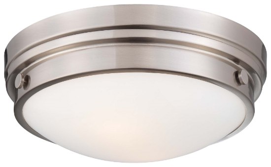 Picture of 60w SW 2 Light Flush Mount Brushed Nickel Clear W/White Paint Inside