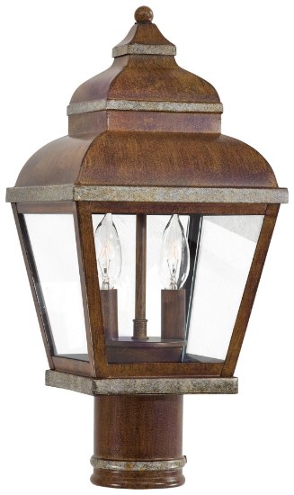 Picture of 60w SW 2 Lt Outdoor Post Mount Mossoro Walnut W/ Silver Highlights Clear