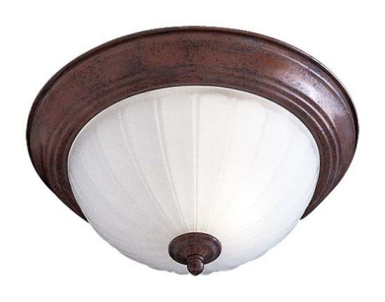 Foto para 13w SW 2 Light Flush Mount Antique Bronze Frosted Melon