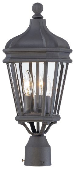 Picture of 40w SW 3 Lt Outdoor Post Mount Black Clear Beveled