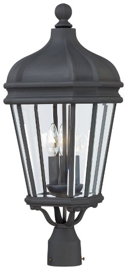 Picture of 60w SW 3 Lt Outdoor Post Mount Black Clear Beveled