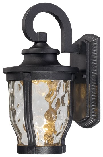 Picture of 10w SW 1 Light Led Wall Mount Black Clear Hammered Glass