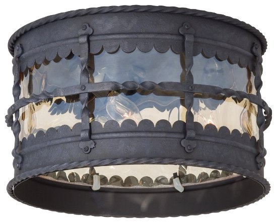 Foto para 40w SW 3 Light Flush Mount Spanish Iron Champagne