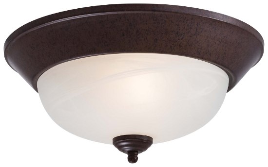 Foto para 60w SW 2 Light Flush Mount Antique Bronze Etched Marble