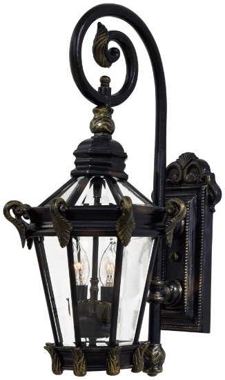 Picture of 60w SW 2 Light Wall Mount Heritage W/ Gold Highlights Clear Beveled