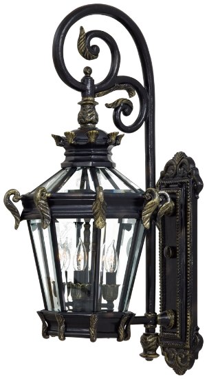 Picture of 40w SW 4 Lt Outdoor Wall Mount Heritage W/ Gold Highlights Clear Beveled Panels