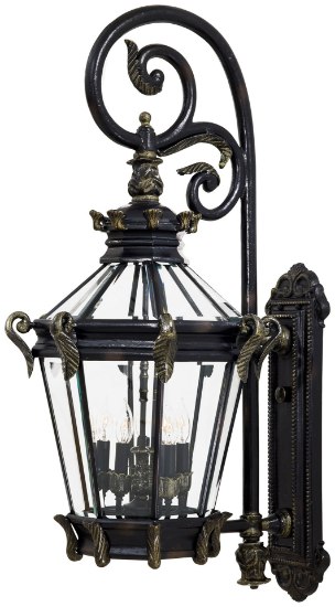 Picture of 40w SW 5 Light Wall Mount Heritage W/ Gold Highlights Clear Beveled Panel