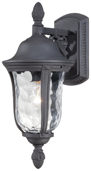 Foto para 100w SW 1 Lt Outdoor Wall Mount Black Mouth Blown Clear Hammered