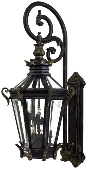 Foto para 60w SW 6 + 3 Lt Outdoor Wall Mount Heritage W/ Gold Highlights Clear Beveled