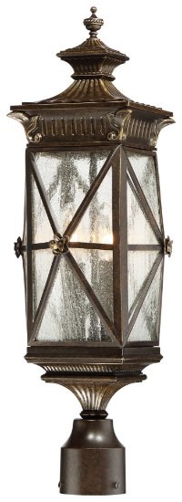 Picture of 40w SW 4 Lt Outdoor Post Mount Forged Bronze Clear Seeded Glass