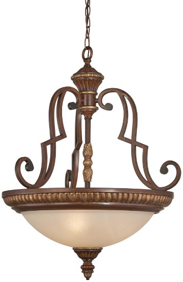 Picture of 100w SW 3 Light Pendant Belcaro Walnut Aged Champagne