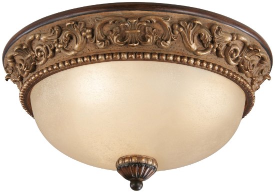 Picture of 60w SW 3 Light Flush Mount Belcaro Walnut Aged Champagne