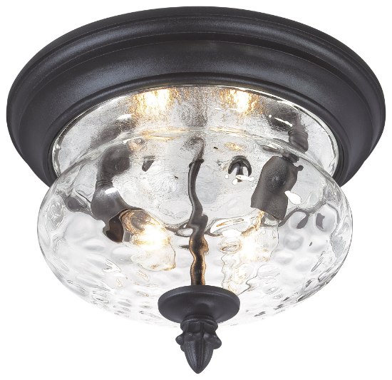 Picture of 40w SW 2 Lt Outddor Flush Mount Black Clear Hammered