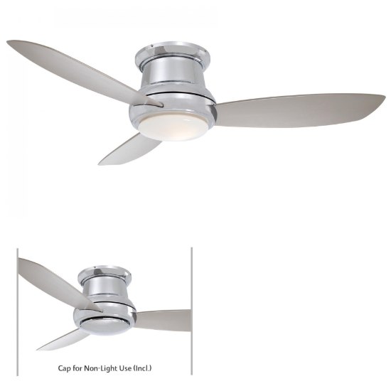 Picture of 155w SW Flush Mount Ceiling Fan Polished Nickel White Opal