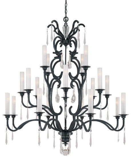 Foto para 25w SW Twenty Light Chandelier Castellina Aged Iron White Iris