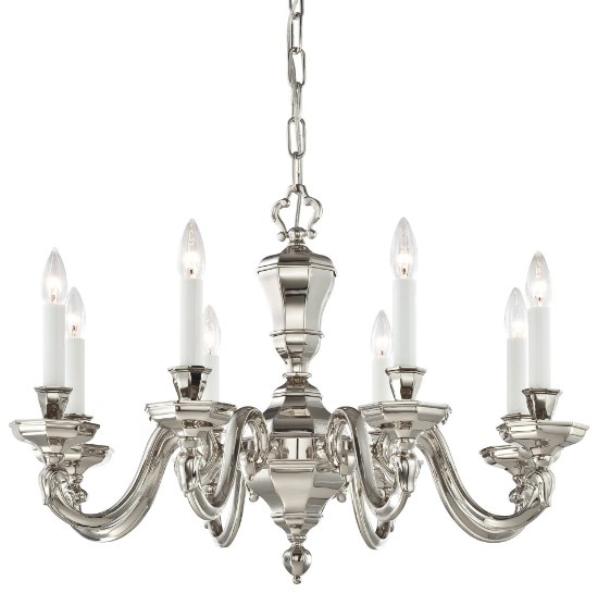 Picture of 60w SW Eight Light Chandelier Polished Nickel