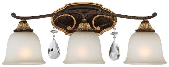 Picture of 100w SW 3 Light Bath Raven Bronze W/Sunburst Gold H Driftwood