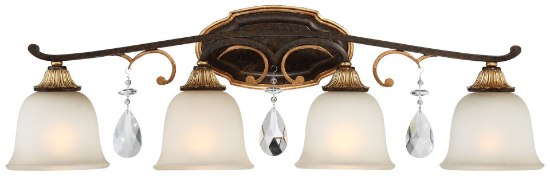 Picture of 100w SW 4 Light Bath Raven Bronze W/Sunburst Gold H Driftwood