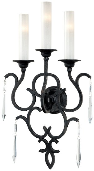 Picture of 40w SW Three Light Wall Sconce Castellina Aged Iron White Iris