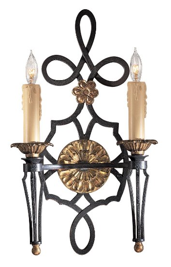 Picture of 60w SW Two Light Wall Sconce French Black W/ Gold Leaf Highlights