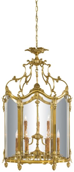 Picture of 60w SW Nine Light Foyer Pendant French Gold Clear