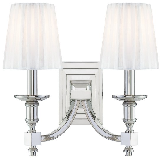 Foto para 60w SW Two Light Wall Sconce Polished Nickel White