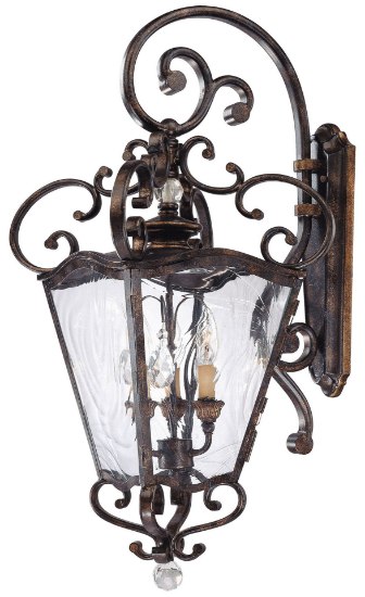 Picture of 60w SW 3 Light Lantern Terraza Village Aged Patina W/ Gold Leaf Accents Water Print 12.3/8"L*(5-1/4"+-9-5/8")W