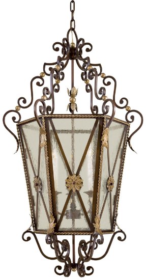 Picture of 60w SW Three Light Foyer Pendant Castlewood Walnut W/ Silver Highlights