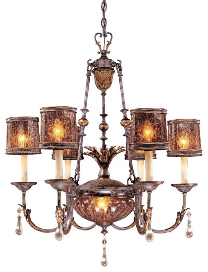 Picture of 85w SW Eight Light Chandelier Sanguesa Patina Vidrio Artistico