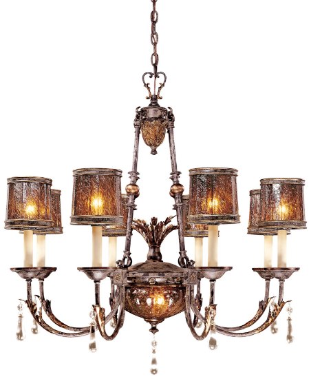 Picture of 85w SW 10 Light Chandelier Sanguesa Patina Vidrio Artistico