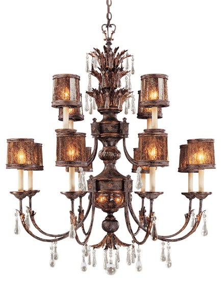 Picture of 120w SW Fourteen Light Chandelier Sanguesa Patina Vidrio Artistico