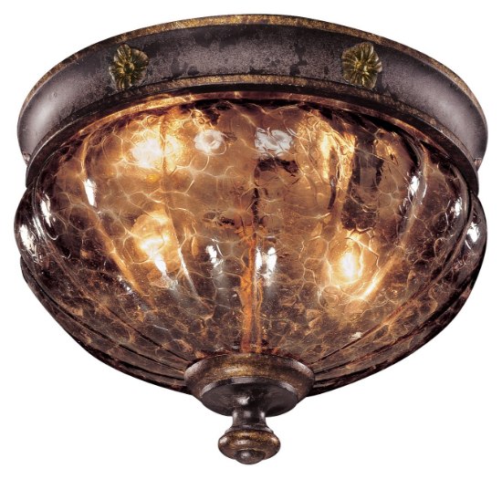 Foto para 40w SW 2 Light Flush Mount Sanguesa Patina Vidrio Artistico