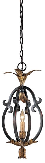 Foto para 60w SW 1 Light Mini Pendant French Black W/ Gold Leaf Highlights