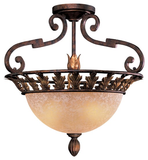 Foto para 60w SW 3 Light Semi Flush Mount Golden Bronze Salon Scavo