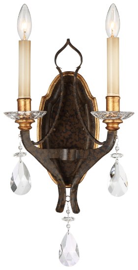 Foto para 60w SW 2 Light Wall Sconce Raven Bronze W/Sunburst Gold H