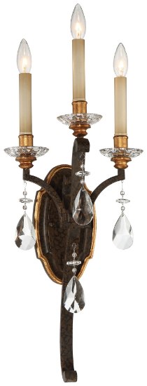 Picture of 60w SW 3 Light Wall Sconce Raven Bronze W/Sunburst Gold H