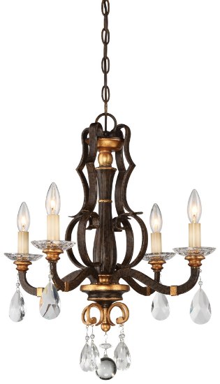 Picture of 60w SW 4 Light Mini Chandelier Raven Bronze W/Sunburst Gold H