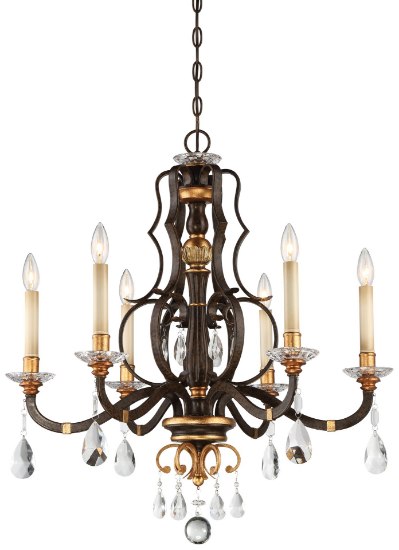 Foto para 60w SW 6 Light Chandelier Raven Bronze W/Sunburst Gold H