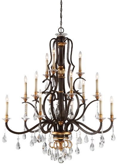 Picture of 60w SW 15 Light Chandelier Raven Bronze W/Sunburst Gold H