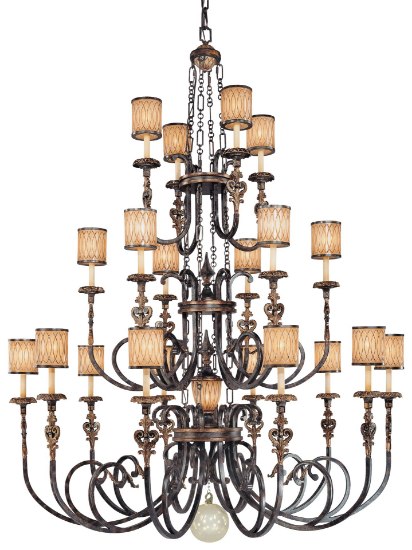 Picture of 120w SW 21 Light Chandelier Terraza Village Aged Patina W/ Gold Leaf Accents Spumante Strato