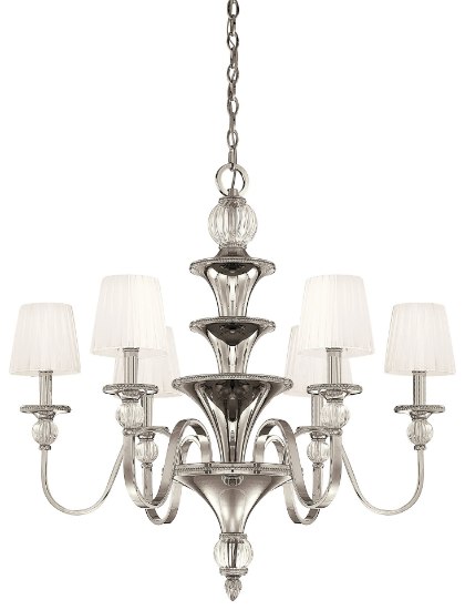 Picture of 60w SW Six Light Chandelier Polished Nickel White