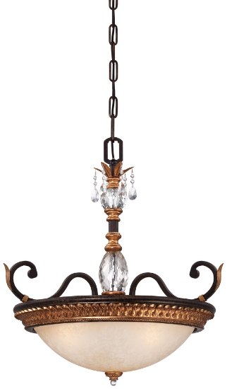 Foto para 100w SW Three Light Bowl Pendant French Bronze W/ Gold Highlights Champagne Scavo