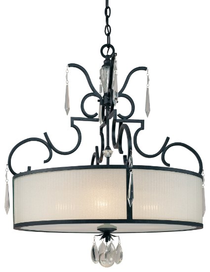 Picture of 100w SW Four Light Pendant Castellina Aged Iron White Iris