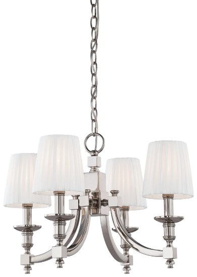 Picture of 60w SW 4 Light Chandelier Polished Nickel White