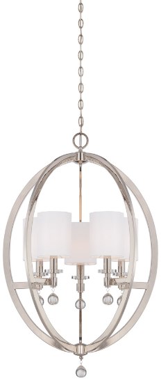 Foto para 60w SW Five Light Chandelier Polished Nickel White