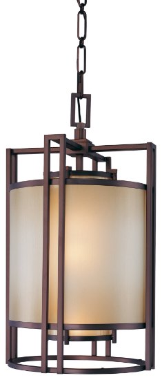 Picture of 100w SW Three Light Pendant Cimmaron Bronze Brushed Caramel Silk