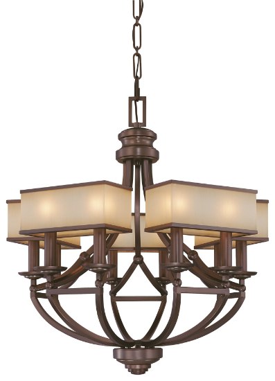 Picture of 60w SW 10 Light Chandelier Cimmaron Bronze Brushed Caramel Silk