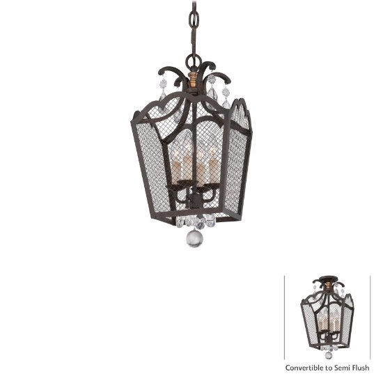 Picture of 60w SW 4 Light Pendant (Convertible To Semi Flush) French Bronze W/ Gold Highlights