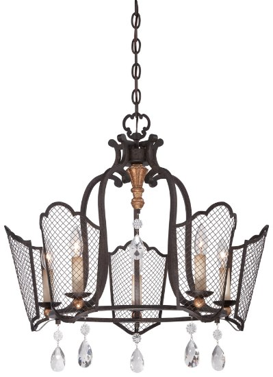 Picture of 60w SW Five Light Chandelier - Jessica Mcclintock Home- The Romance Collection™ French Bronze W/ Gold Highlights