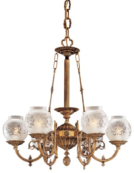 Picture of 60w SW Six Light Chandelier Frosted Etched